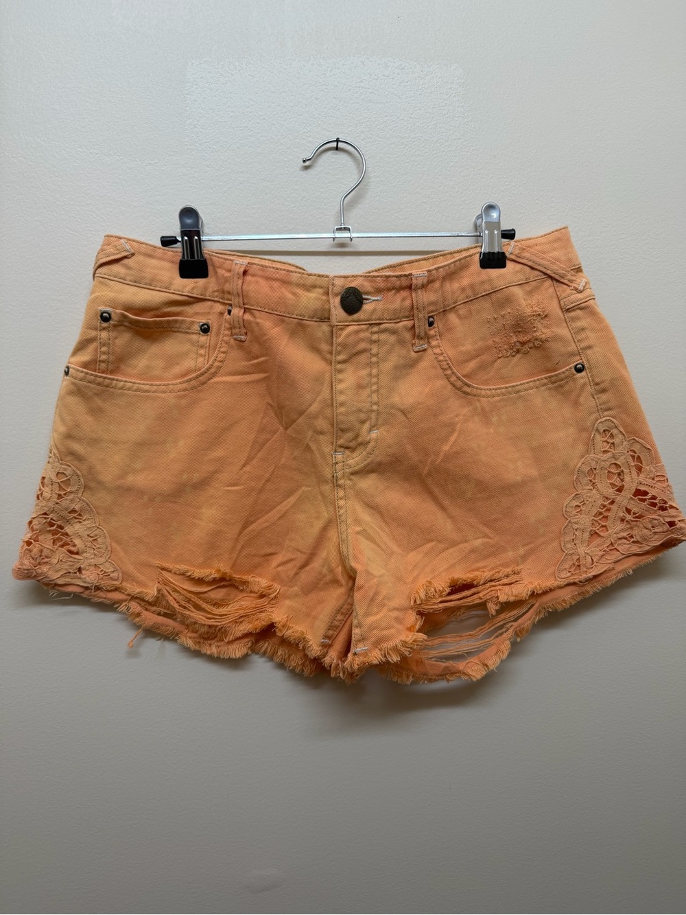 Free People distressed crochet shorts